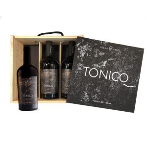 Conjunto Vinhos Tonico Tinto 3 gf em caixa de madeira